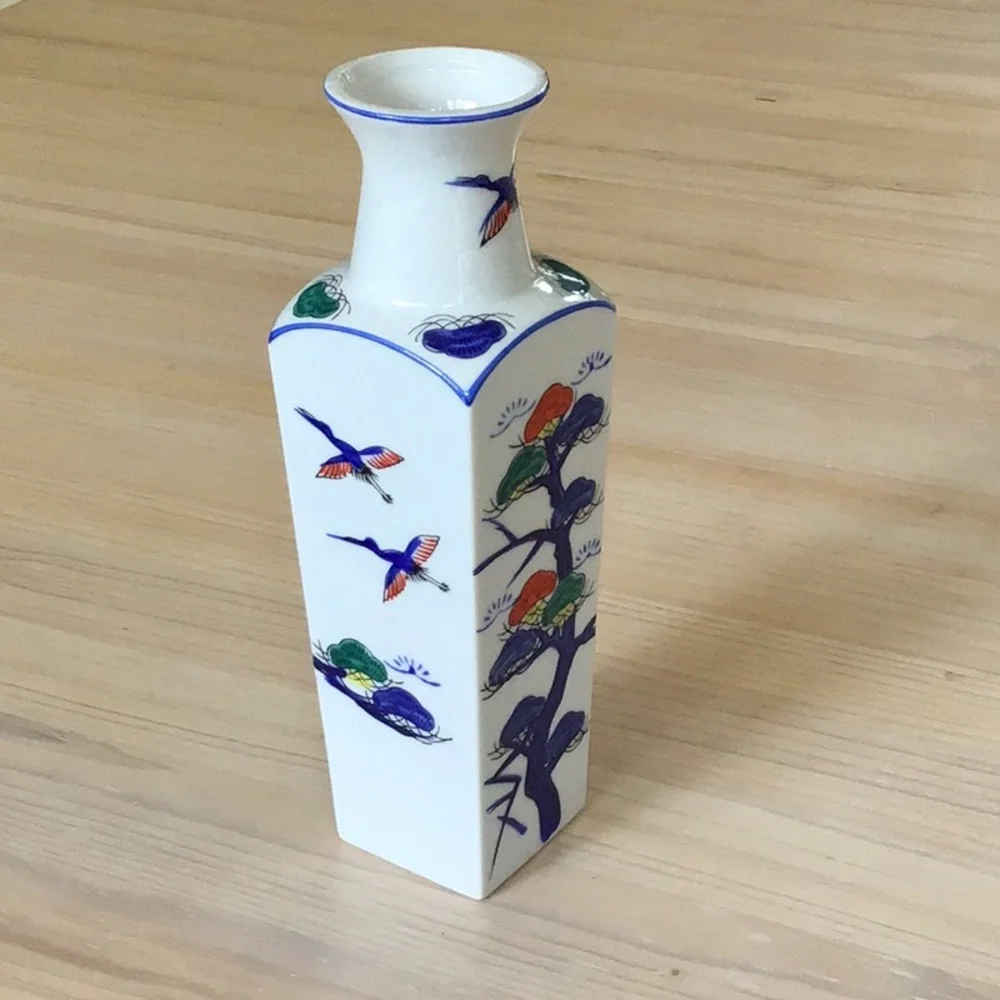 Asian Hand Painted Vase Porcelain Japan Vintage Decor